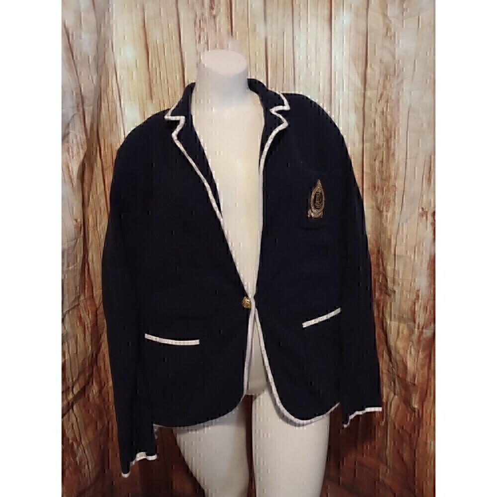 Lauren Ralph Lauren Navy/White Long Sleeve 1 Button Cardigan Sz Xl